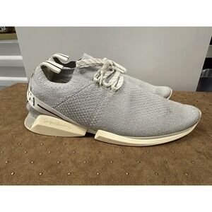 $745 GIORGIO ARMANI Knitted Sneakers EU40.5 Gray Logo Made in Italy